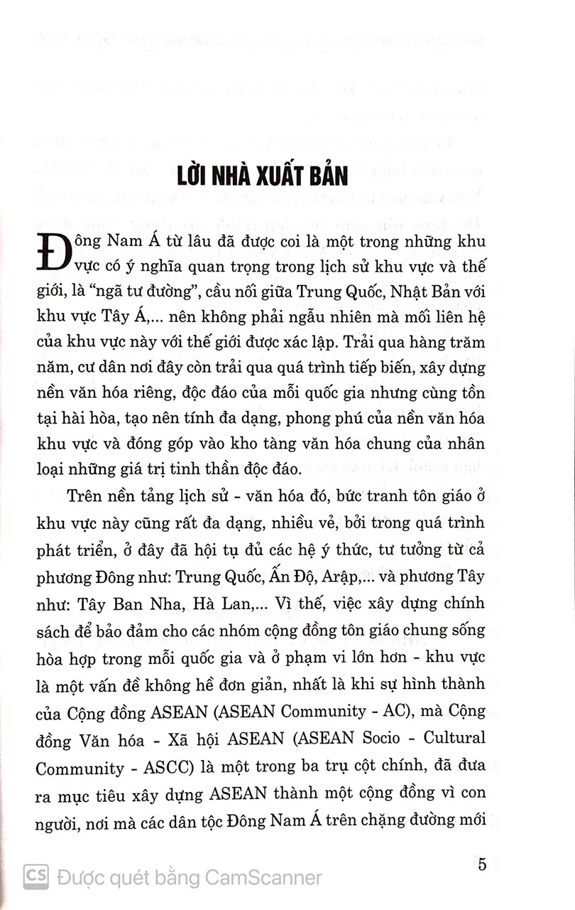 Đa dạng tôn giáo với tiến trình xây dựng cộng đồng văn hóa – xã hội ASEAN (ASCC) (Sách tham khảo)