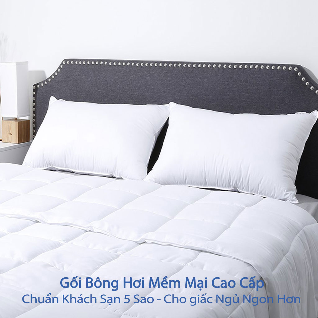 Gối Bông Hơi Cao Cấp Gối Hơi Nằm Ngủ Mềm Mại Kê Chống Mỏi Cổ Ruột Gối Bông Gòn Tư Nhiên Cao Cấp Cho Người Lớn 50x70 và 40x60