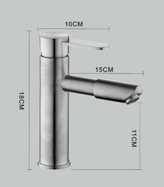 Vòi Lavabo nóng lạnh trụ tròn vòi thẳng đầu xoay 360-SUS304 + 2 dây cấp