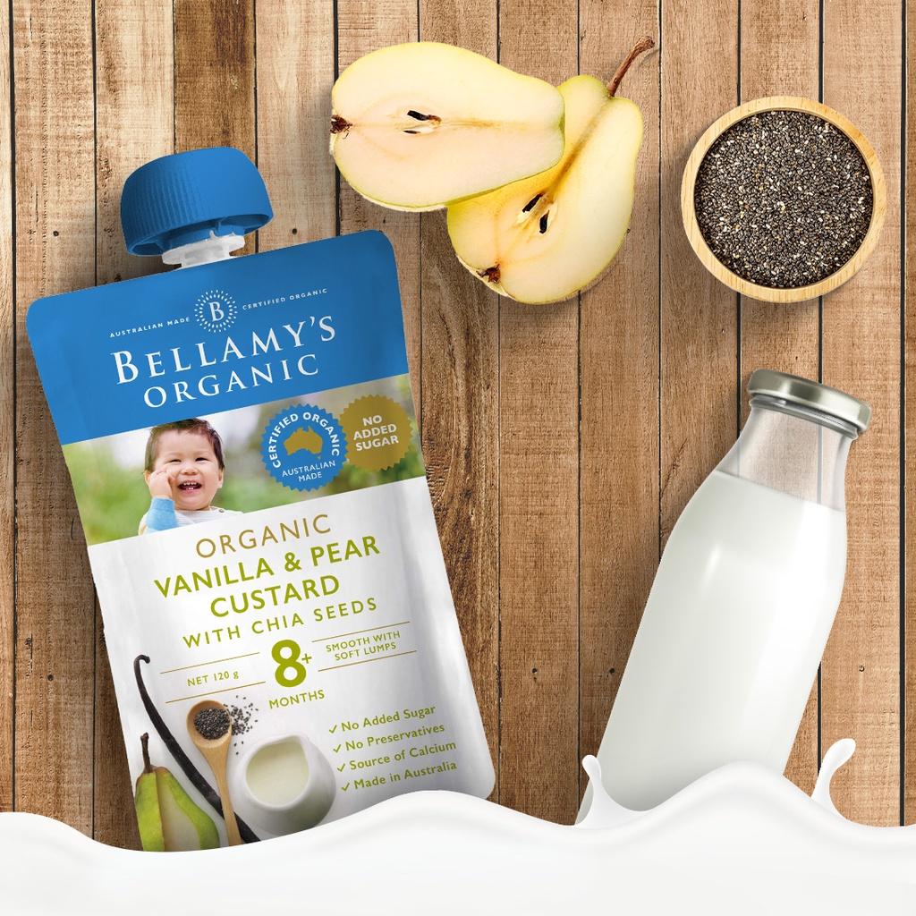 Hỗn Hợp Kem Sữa Lê và Hạt Chia với Chiết Xuất Vanilla Hữu Cơ Bellamy's Organic