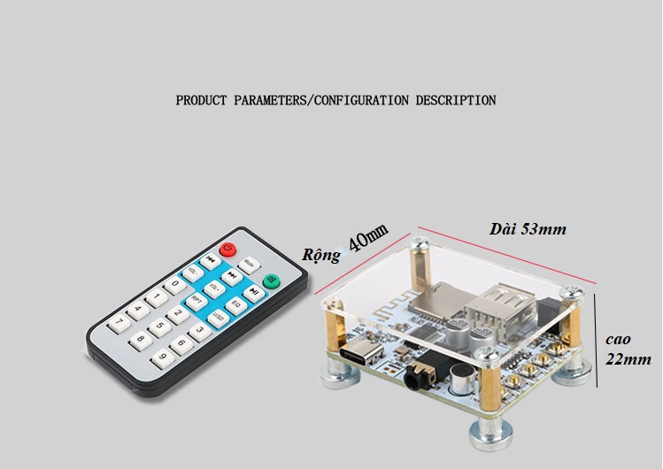 Bộ thu âm thanh Bluetooth 5.0 biến loa thường thành loa Bluetooth, Phát lại thẻ nhớ TF, USB, có FM, có điều khiển