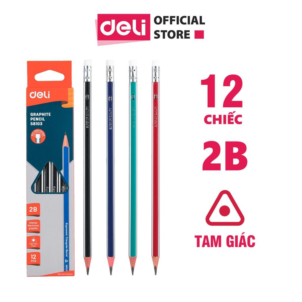  Bút chì 2B Deli Đen - 12 cây/hộp - E58103