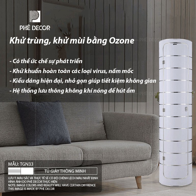 TỦ GIÀY KHỬ MÙI, KHỬ TRÙNG BẰNG OZONE - TGN33 - Có gương 12 tầng