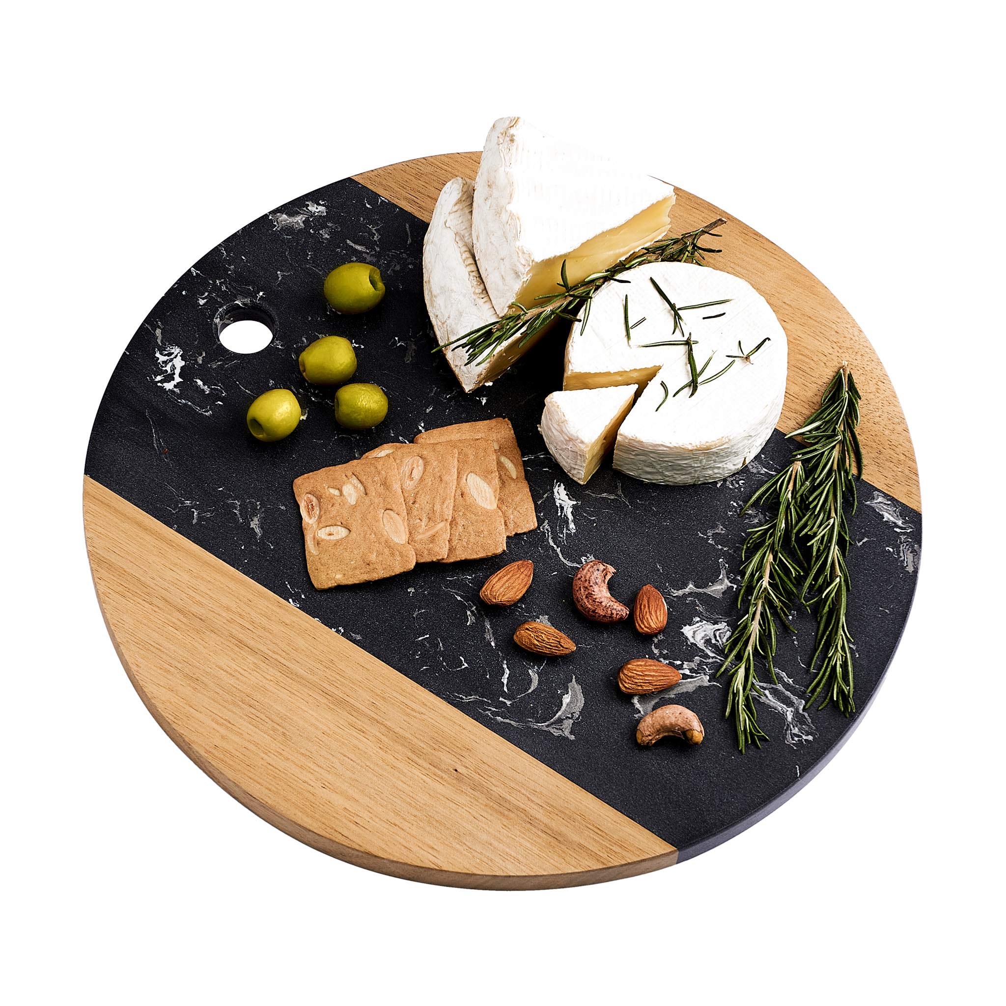 Thớt bằng đá cẩm thạch 12inch Marble Cheese Board with Acacia Wood Accent