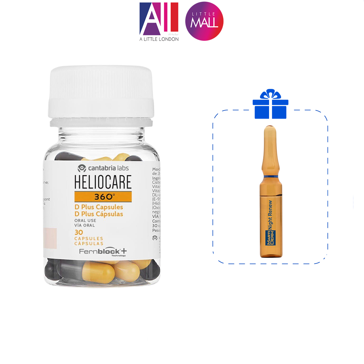 Viên uống chống nắng Heliocare 360° Oral 30 viên TẶNG Ampoule chống lão hóa Martiderm (Nhập khẩu)