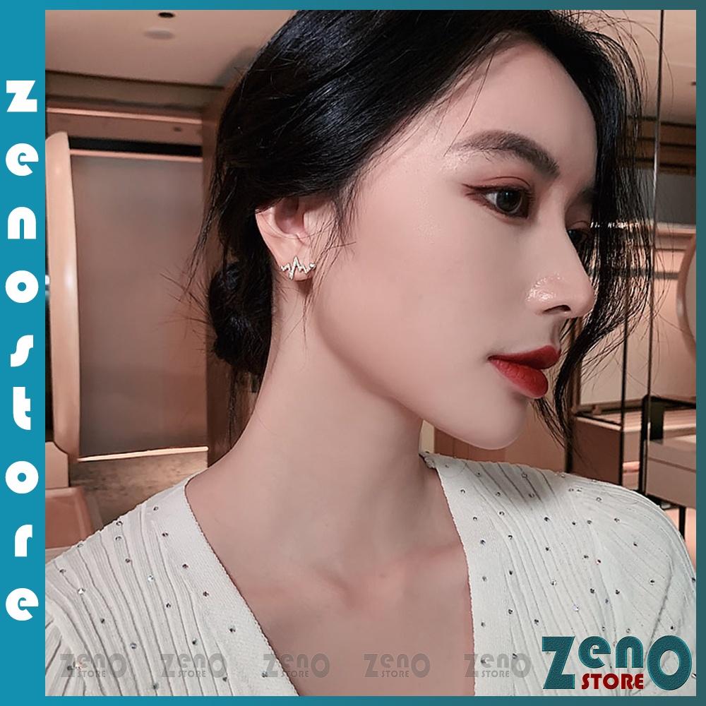 Khuyên tai Hàn Quốc bạc Ý tia sét tình yêu, bông tai bạc S925 trẻ trung KT07