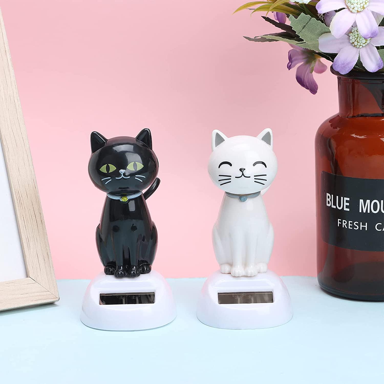 Bộ 3 gói trang trí bảng điều khiển xe hơi hình đầu mèo năng lượng mặt trời