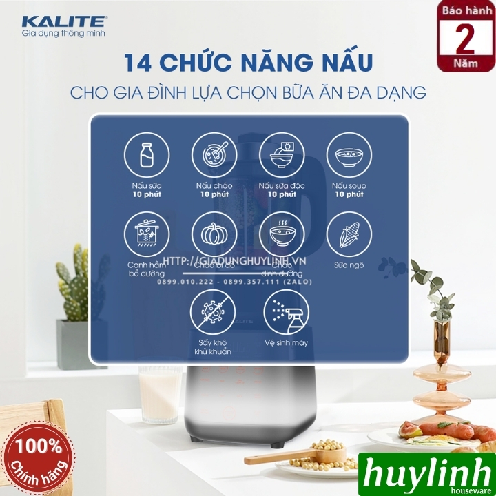 Máy làm sữa hạt đa năng Kalite KL-990P [nâng cấp của KL-950] - 1.75 lít - 2700W - Hàng chính hãng