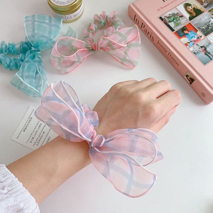 Dây cột tóc nơ hàn quốc - dây cột tóc scrunchies kẻ caro