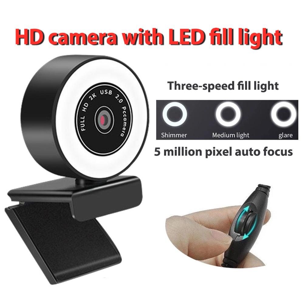 Webcam độ nét cao có đèn LED chiếu sáng tích hợp Micrô với 360 °