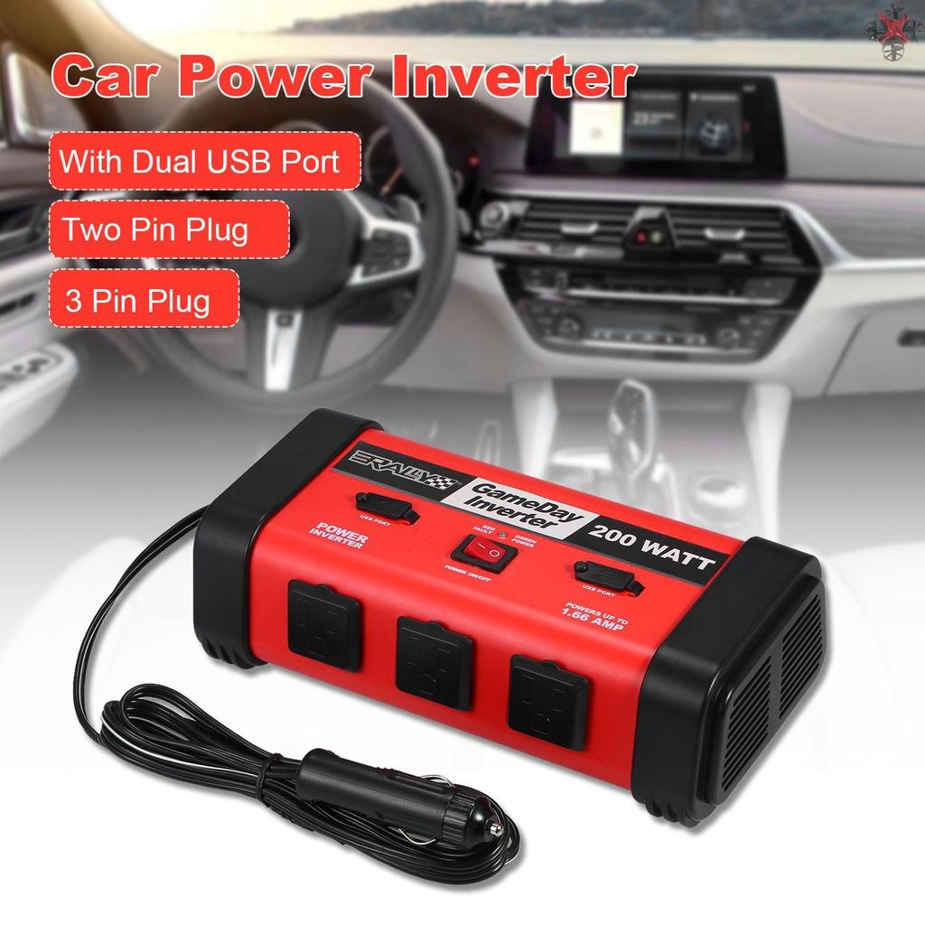 200W Car Power Inverter DC 12V to 110V Modified Sine Wave Converter with USB Port for Laptop Smartphone Household Appliances