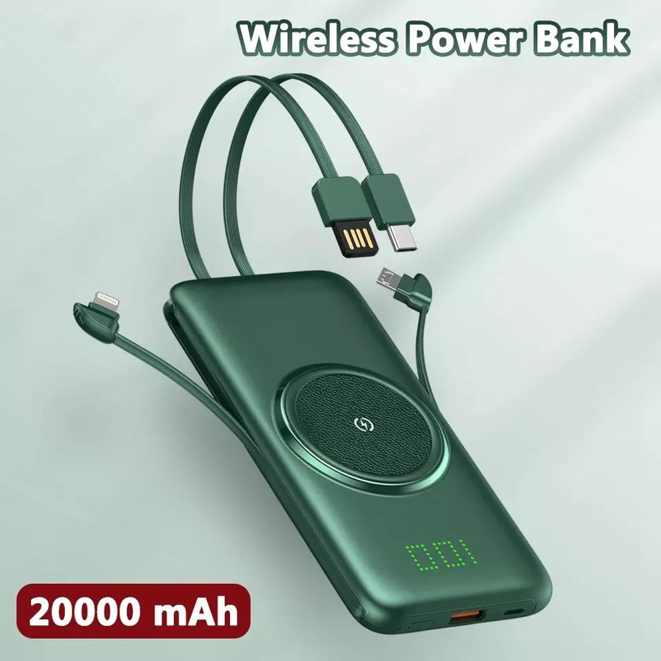 Pin Sạc Dự Phòng Di Động Không Dây 20.000mAh Tích Hợp Cáp Sạc -PWBANKUS06- Hàng Chính Hãng