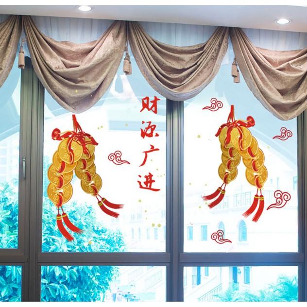 Decal trrang trí Tết - Dây Đồng Xu Vàng