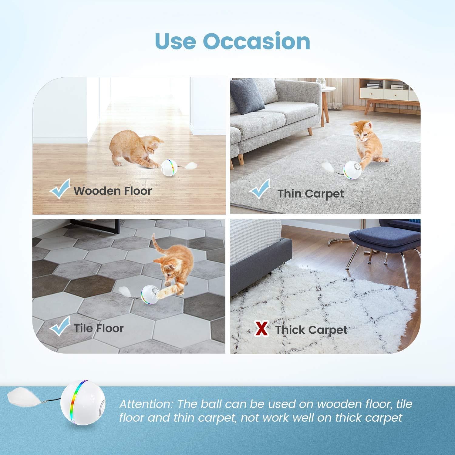 Cat Toy, bóng tự động quay tự động 360 độ với đèn LED có thể sạc lại USB Tương tác điện Increet đồ chơi cho chó Chatons
