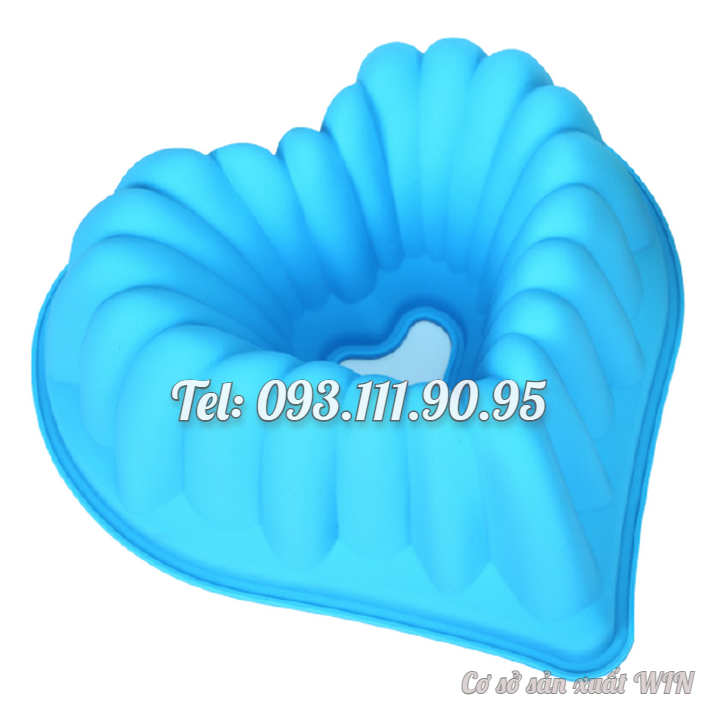 Khuôn silicon làm đế bánh, rau câu hình tim gợn sóng có lõi - Loại 30 cm - Mã số 1189