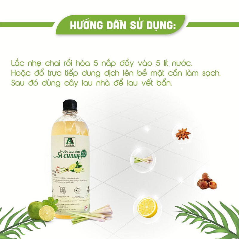 Nước lau sàn hương Sả Chanh An An, Khử mùi đuổi muỗi đuổi côn trùng, thảo mộc thiên nhiên