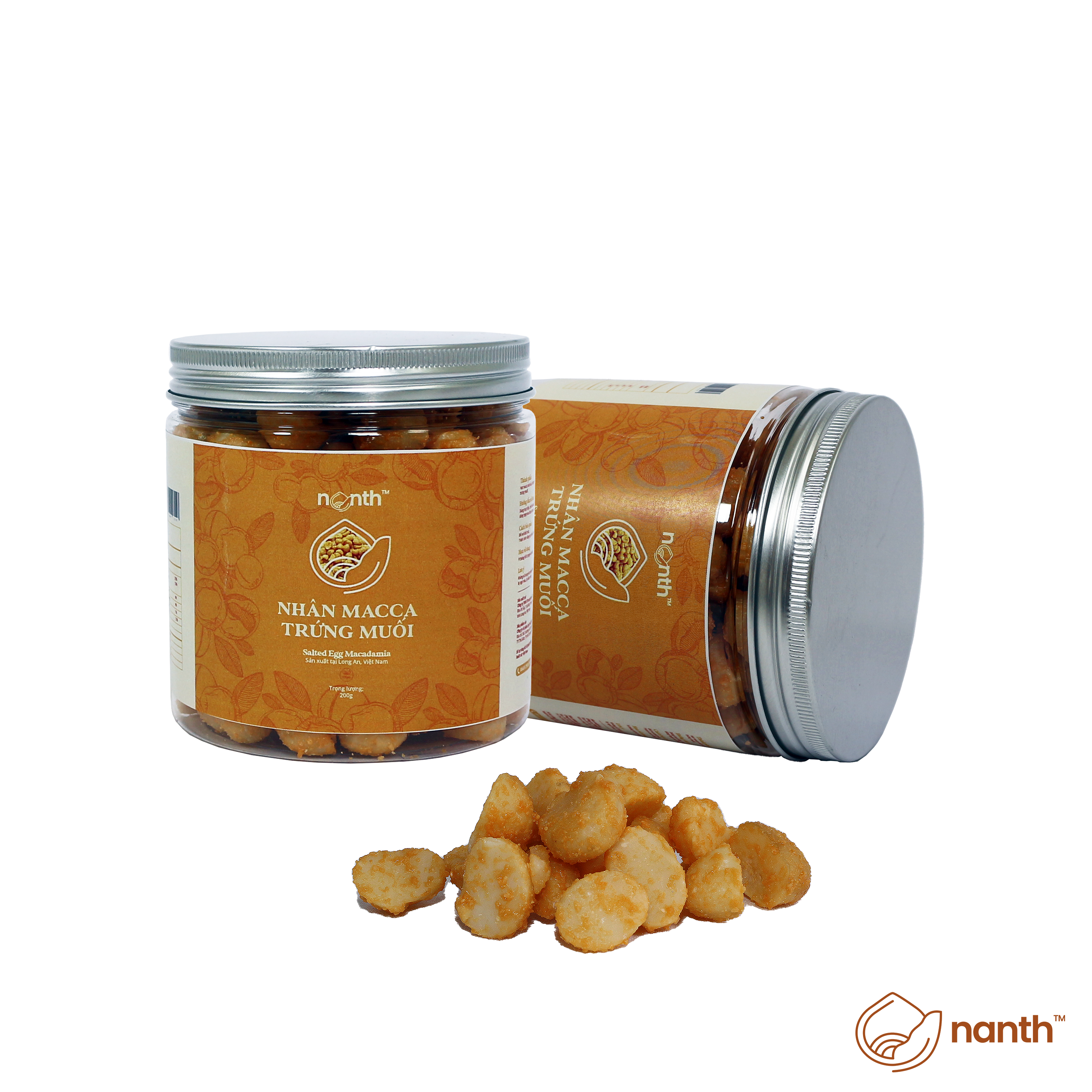 Nhân macca trứng muối .Thương hiệu : NANTH. Không chất bảo quản. Hạt Macca Đắk Lắk ngọt béo kết hợp với trứng muối. Macadamia. Thích hợp làm quà tặng, biếu, chăm sóc sức khỏe