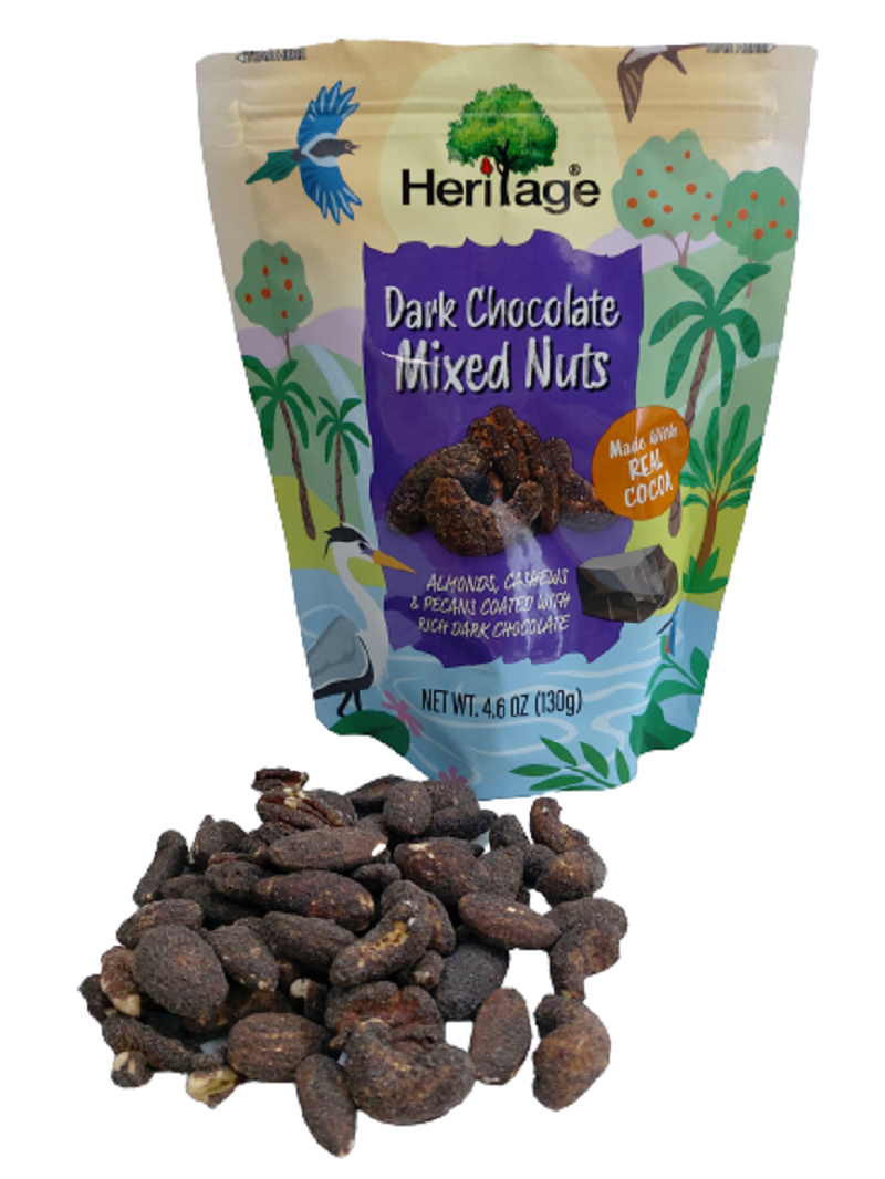 Hạt hỗn hợp khô cao cấp Heritage  : Hạnh nhân, hạt điều, hồ đào bọc chocolate đen- Dark chocolate mixed nuts