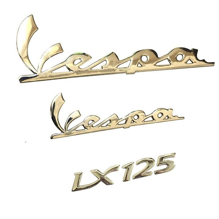 Bộ 3 Tem Logo Nổi Dành Cho Vespa LX125, tem dán xe máy