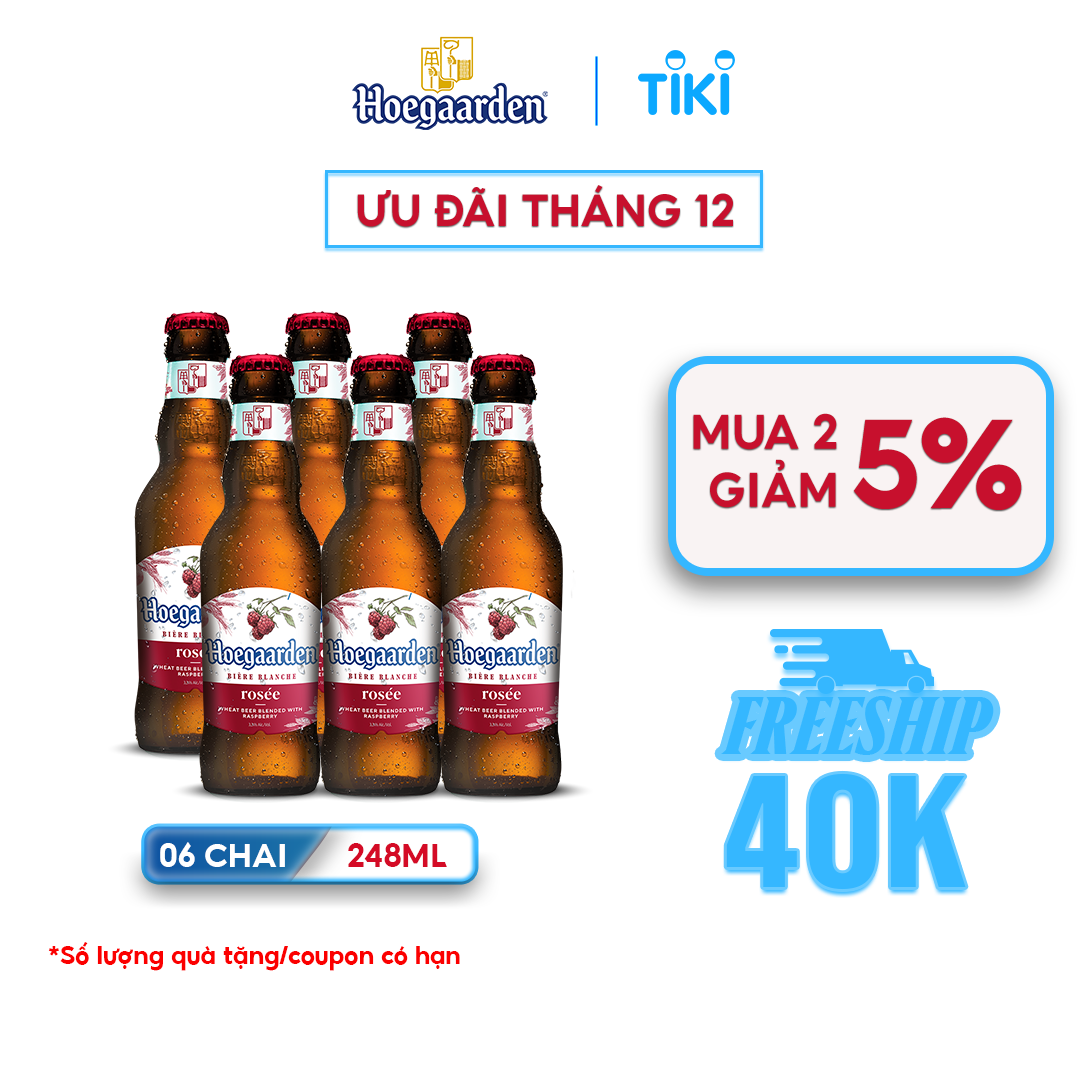 Lốc 6 chai bia Hoegaarden Rosée (248ml/chai)