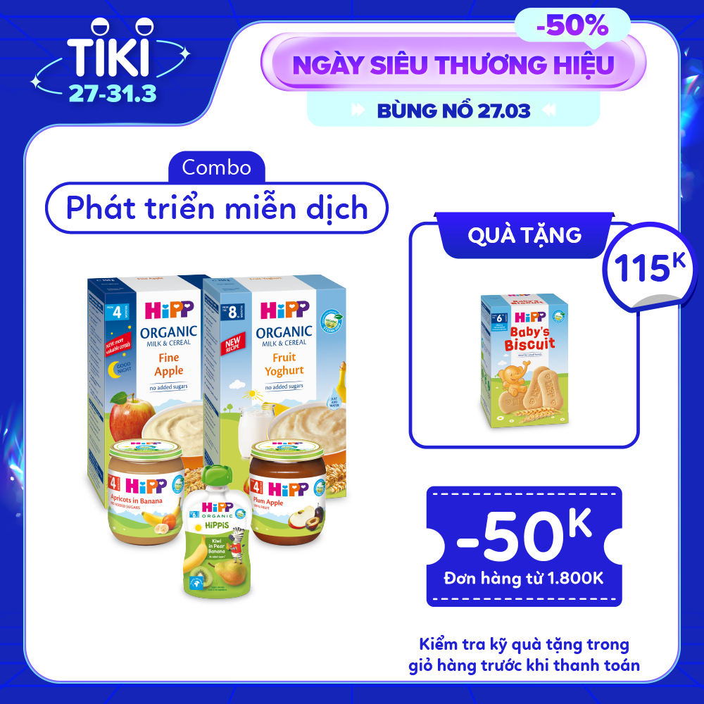 Combo ăn dặm HiPP Organic số 5: Phát triển hệ miễn dich