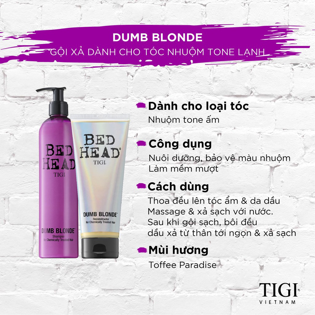 Dầu gội xả TiGi Dumb Blonde cho tóc nhuộm 400ml/200ml