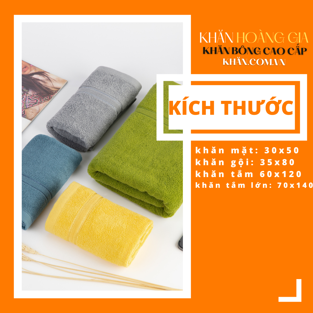 Khăn Tắm Gội Đầu Lau Mặt ROYAL TOWEL Dùng Cho Gia Đình Spa Khách Sạn 100% Cotton Thấm Hút Không Ra Màu