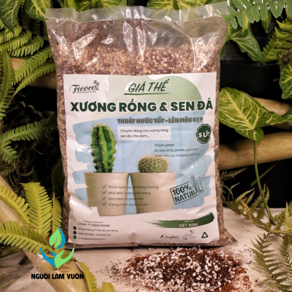 Giá thể chuyên trồng sen đá - xương rồng 5L (2.1kg) thoát nước tốt - lên màu đẹp 