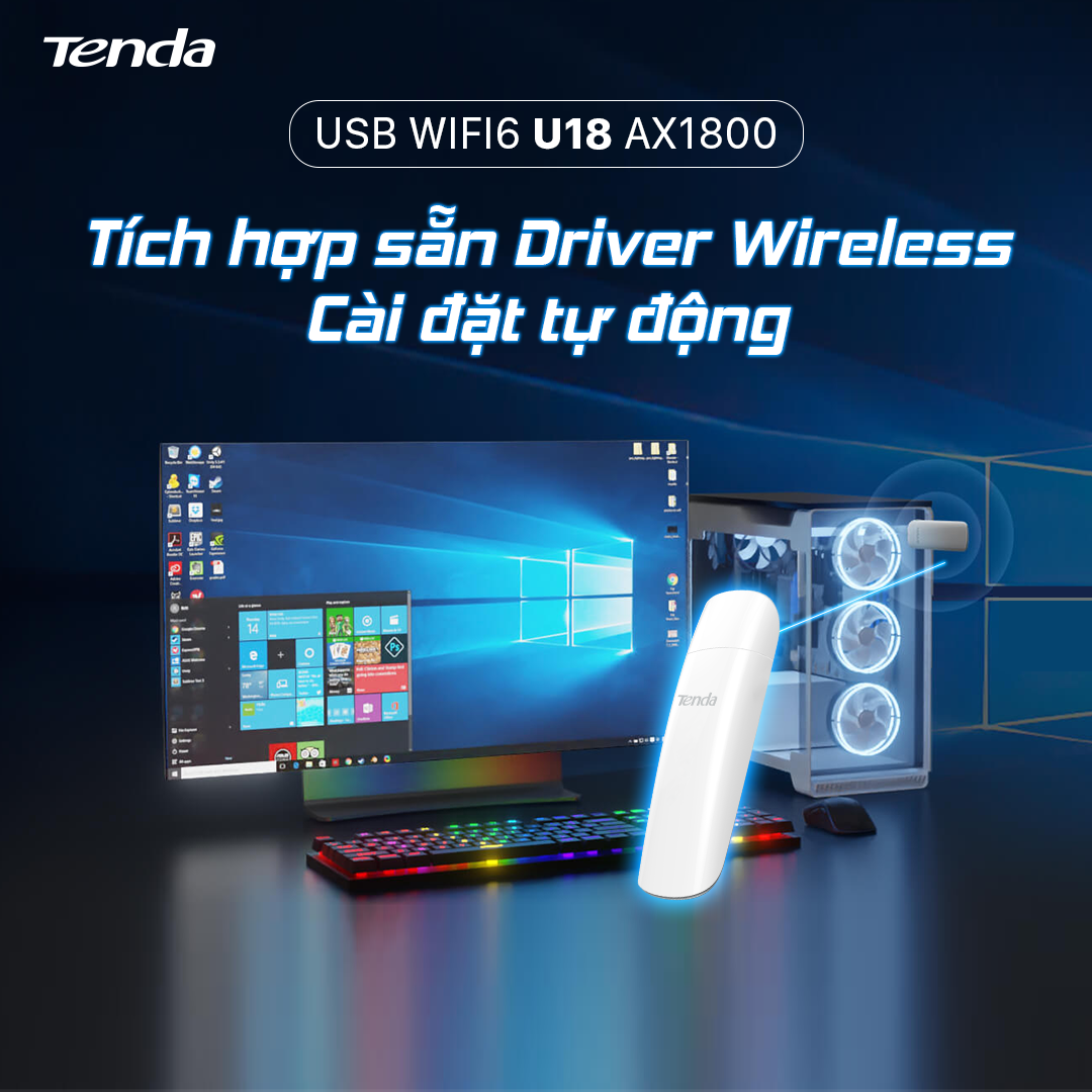 Tenda USB kết nối Wifi U18 Wifi 6 chuẩn AX1800 - Hàng chính hãng