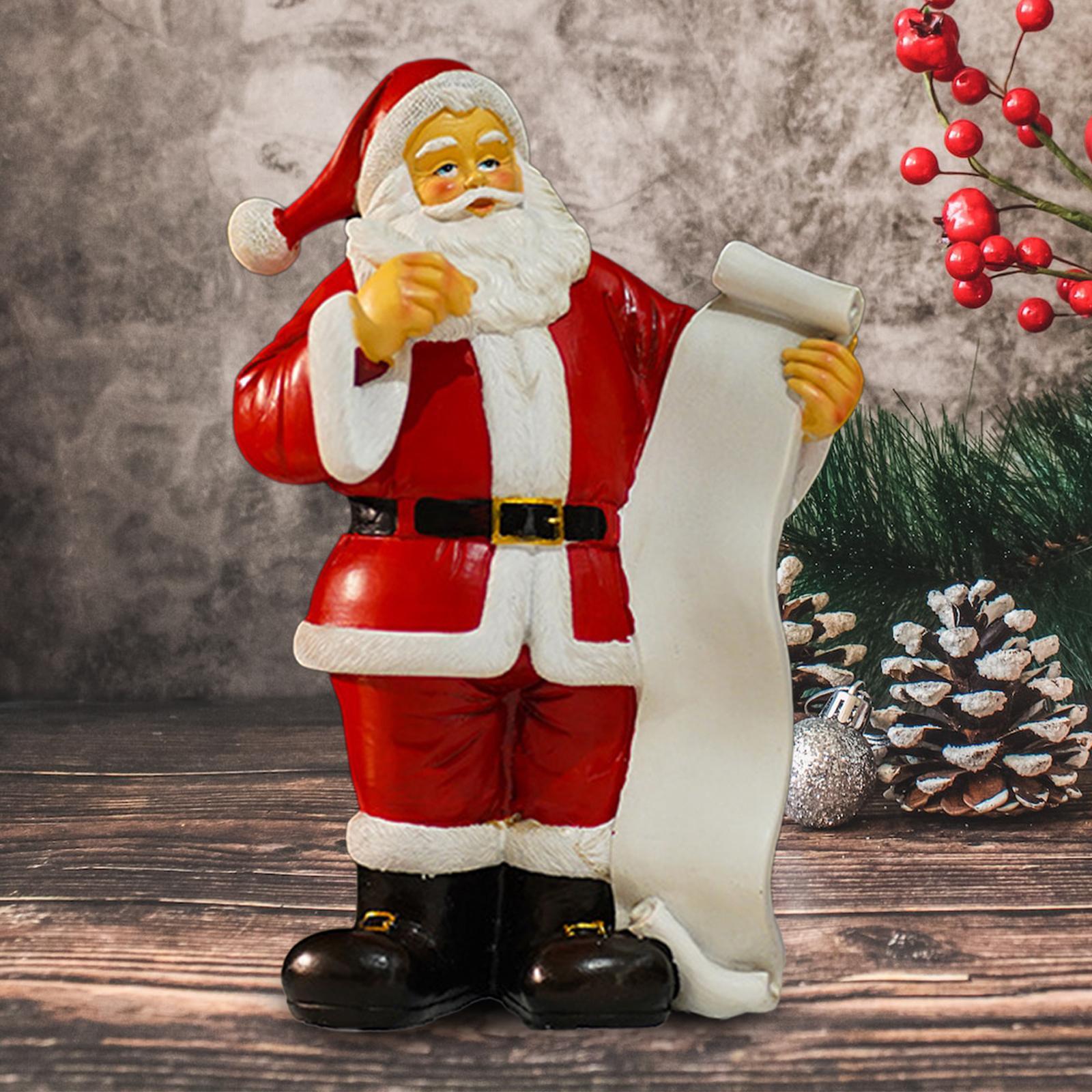 Santa Figurine Santa Claus Decorations Creative Xmas Party Ornament Gift Santa Statue Christmas Decoration for Fireplace Yard