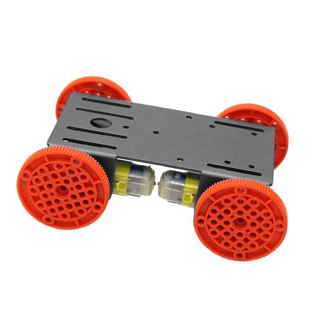 4-wheel 4wd Robot Smart Car Chassis Kit Black Platform with 1:48 Reduction Ratio TT Motor & Red Wheels