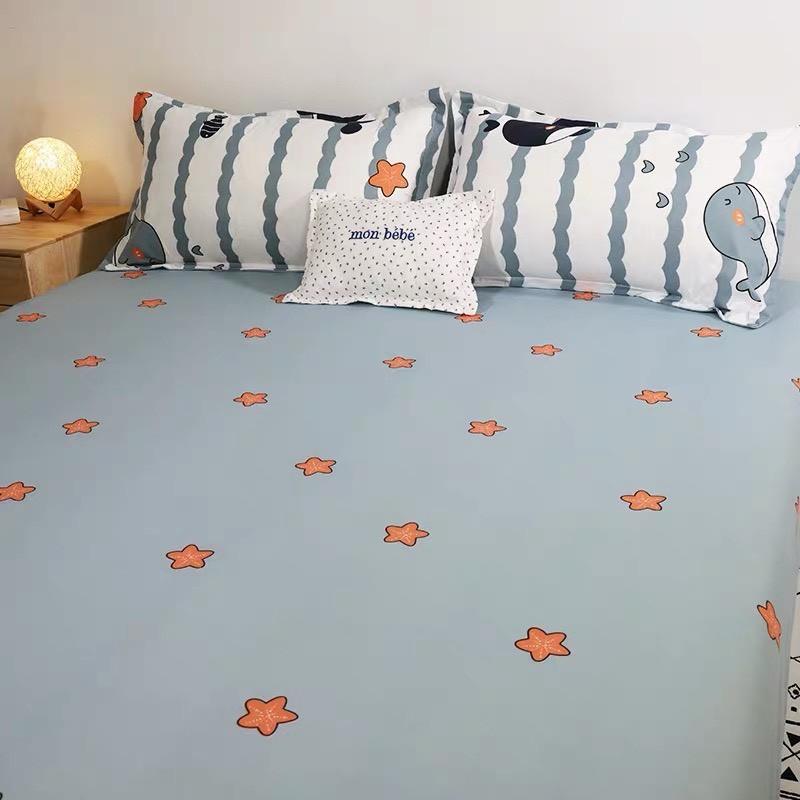 Bộ chăn ga gối Cá voi 100% Cotton Poly cao cấp - Hàng xuất khẩu