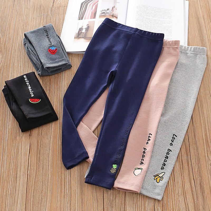Quần legging thêu hoa quả cho bé gái