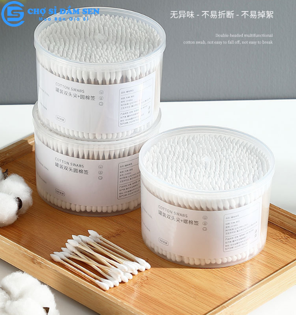 Tăm bông Cotton 2 đầu (hộp 500 que) đa năng, lấy ráy tai, makeup hoặc vệ sinh những chỗ diện tích nhỏ G450-TamBong500