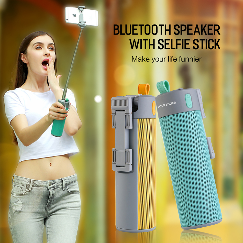 Loa Bluetooth kiêm gậy chụp ảnh Selfie đa năng 4 in 1 hiệu Rock Space RAU0583 hỗ trợ chức năng pin dự phòng 2000mAh (6h nghe nhạc liên tục, bắt sóng xa lên tới 10m) - hàng nhập khẩu