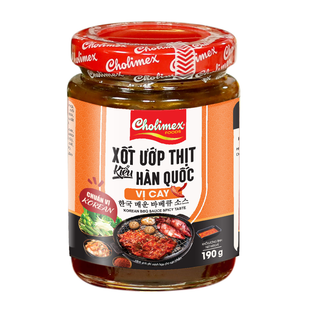 Xốt ướp thịt Cholimex kiểu hàn quốc - vị cay (Hũ thuỷ tinh 190g)