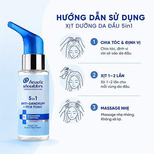 Xịt dưỡng da đầu Head Shoulders 5in1 2.8% Niacinamide and Menthol (50ml) - Hàng chính hãng