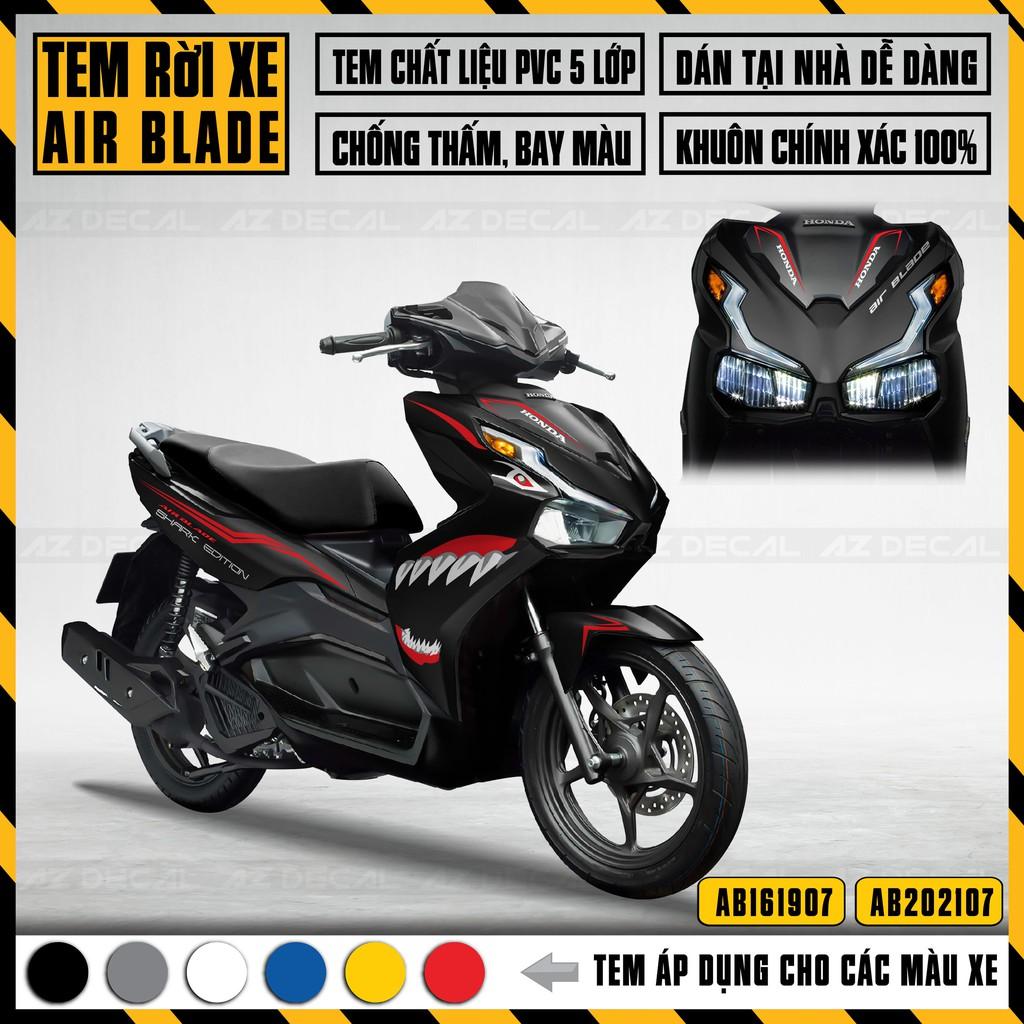 Tem Chế Cá Mập Dành Cho Xe Air Blade 2016 - 2021 | AB07 | Decal Rời Dán AB Cắt Khuôn Sẵn - Xanh,2020 - 2021