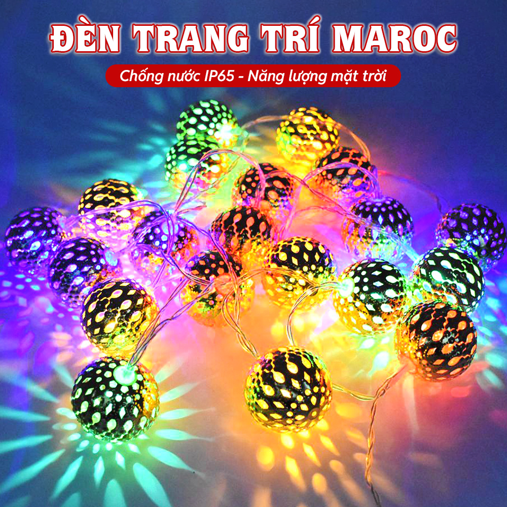 Đèn trang trí năng lượng mặt trời Dây đèn Ma-roc, tích kiệm điện, bóng siêu sáng, chống thấm nước - DA3086