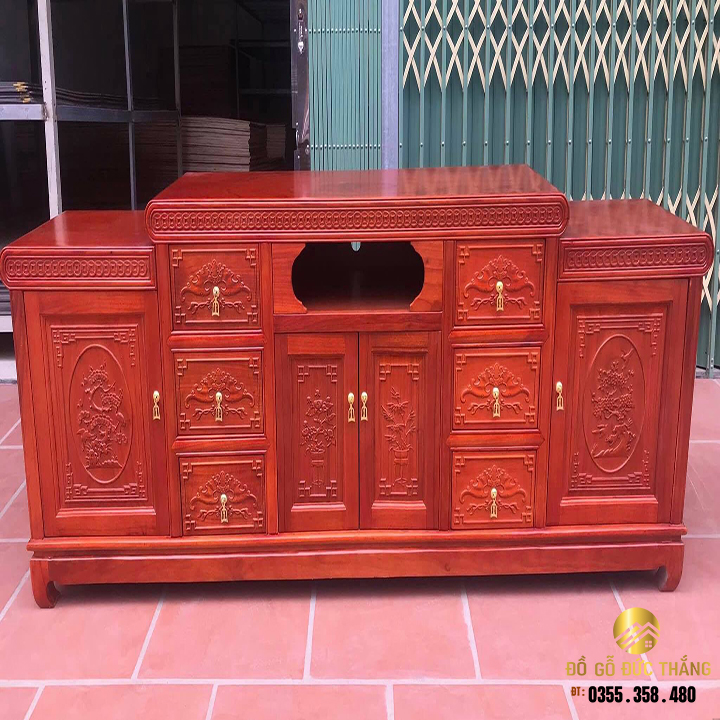 Kệ tivi gỗ hương đá nam mẫu đá mõ lồi