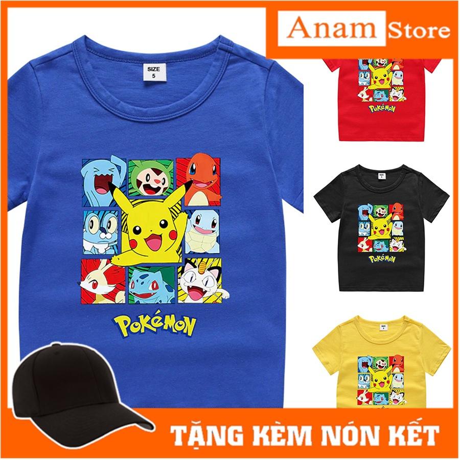 Áo thun cho bé pokemon, 7 màu áo, có size người lớn, Anam Store