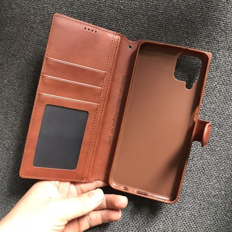 Bao da ốp lưng dành cho Samsung A12 A13 A14 A02s A03s J8 2018 A6 plus kèm ví gập nắp da thật mềm mịn - azns