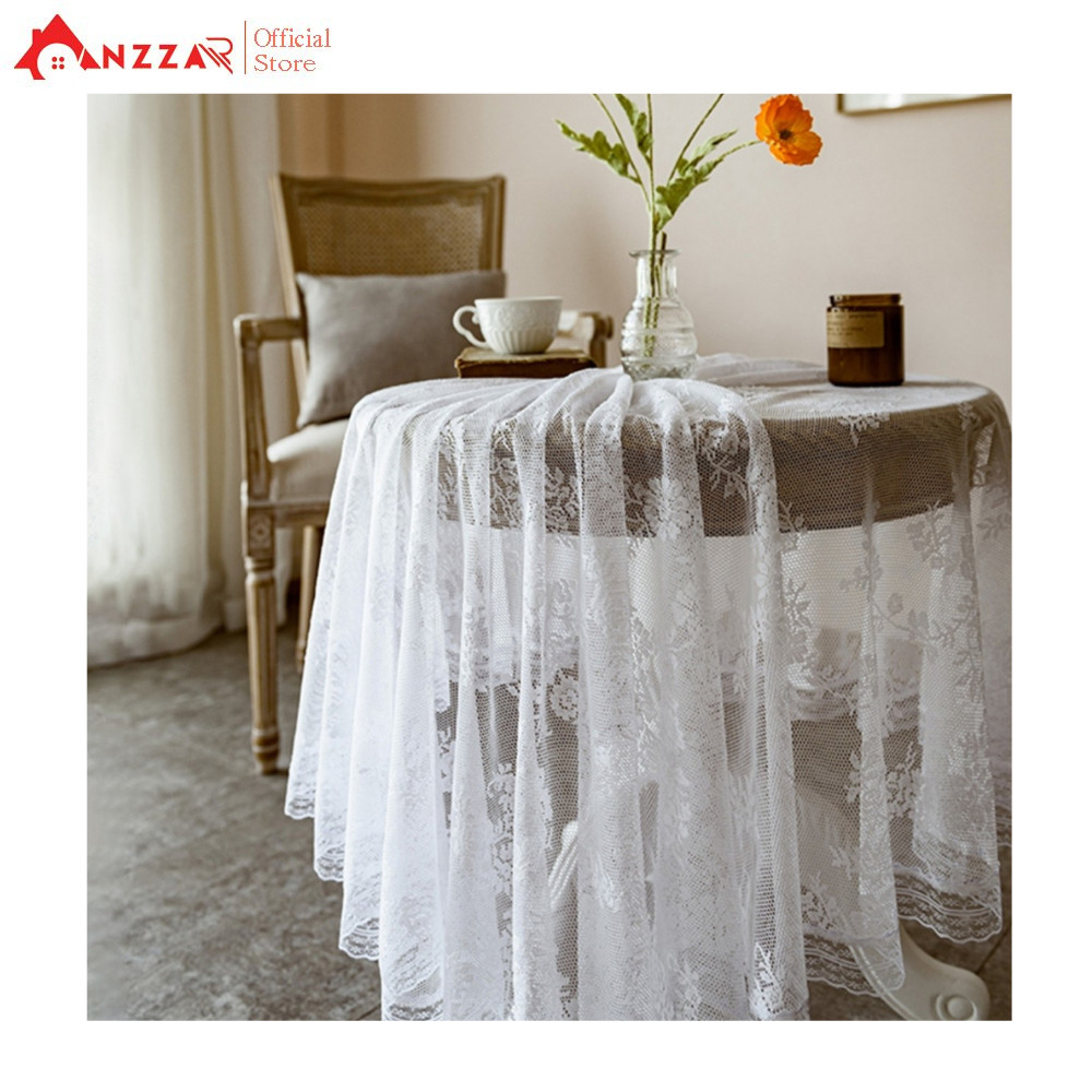Khăn trải bàn ren hoa đẹp sang trọng cho bàn tròn, bàn vuông, bàn chữ nhật, làm phông nền chụp ảnh đẹp Anzzar KB-02 – 150x180cm – 01 tấm