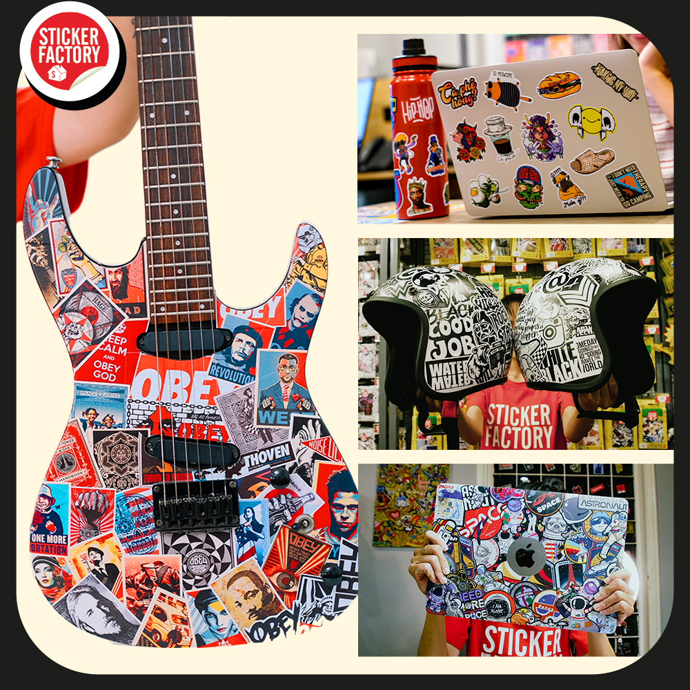 Rock - Set 30 sticker decal hình dán nón bảo hiểm, laptop, xe máy, ô tô - STICKER FACTORY