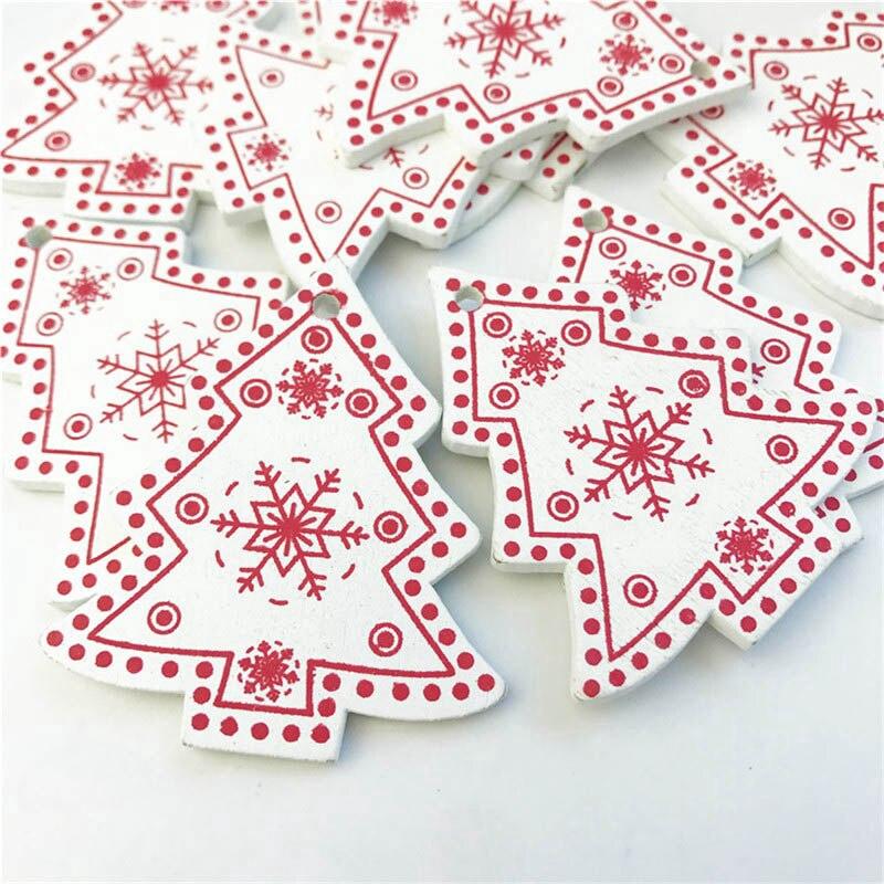 Bộ 12 mặt dây gỗ tự nhiên trang trí cây thông Noel hình bông tuyết/yêu tinh cho Giáng Sinh