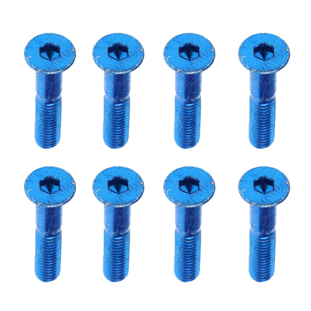 2x8pcs Replacement Skateboard Truck Hardware Set Longboard Screws Bolts Blue