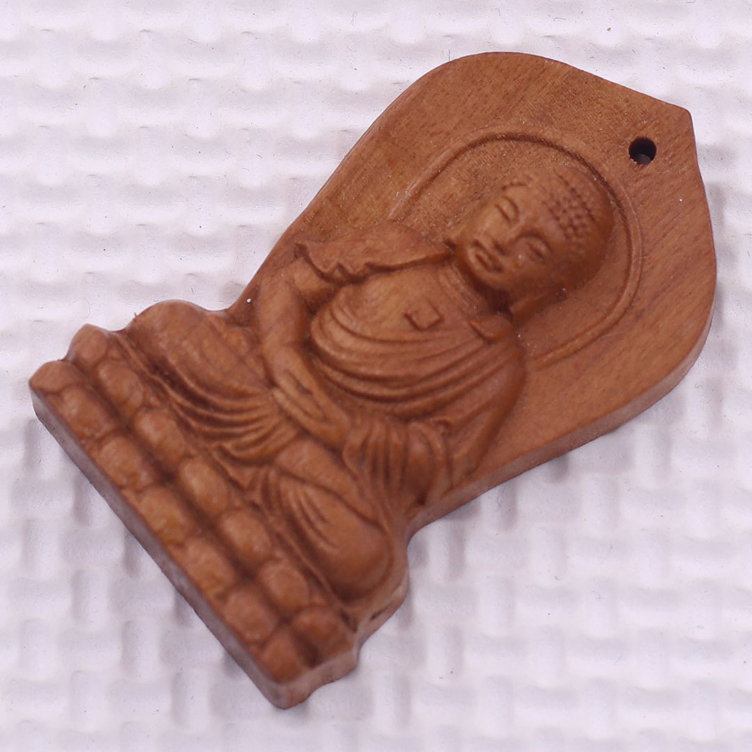 Mặt dây chuyền Phật thích ca gỗ đào kèm vòng cổ dây dù, mặt dây chuyền phong thủy, mặt dây chuyền gỗ