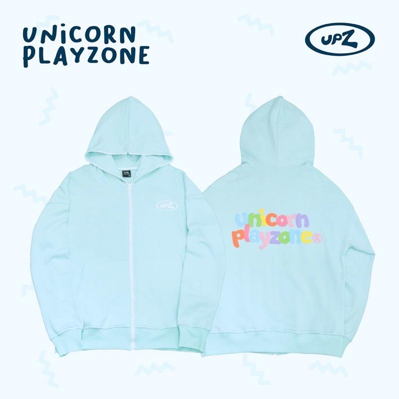 UPZ Áo Khoác Hoodie Dây Kéo In Unicorn Play Zone Chữ Bảy Màu (Xanh Mint)