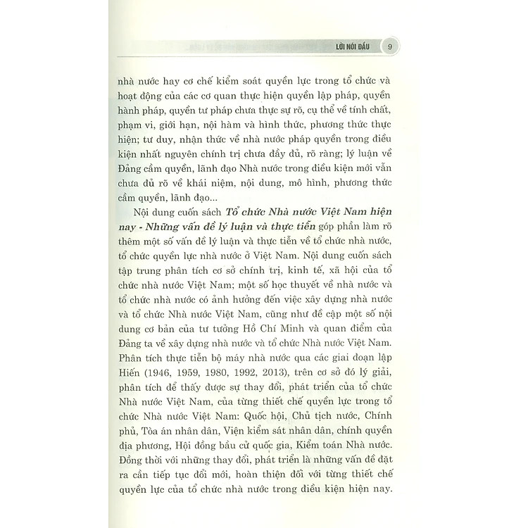 Sách Tổ chức nhà nước Việt Nam hiện nay những vấn đề lý luận và thực tiễn