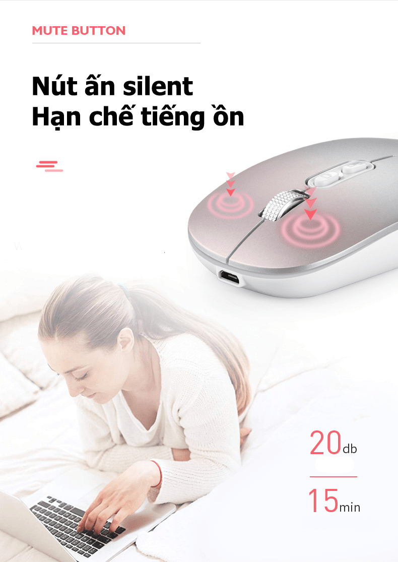 CHUỘT KHÔNG DÂY M103 SỬ DỤNG PIN SẠC KHÔNG LO THAY PIN (BẠC)